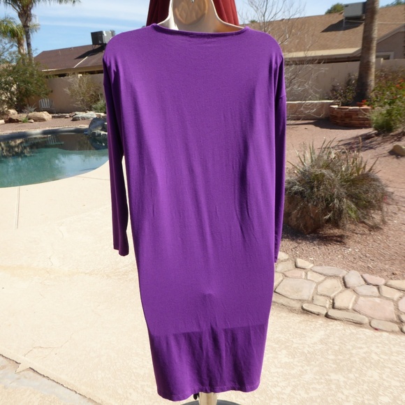 Eileen Fisher Petite Purple Pocket Stretchy Dress - Picture 6 of 8